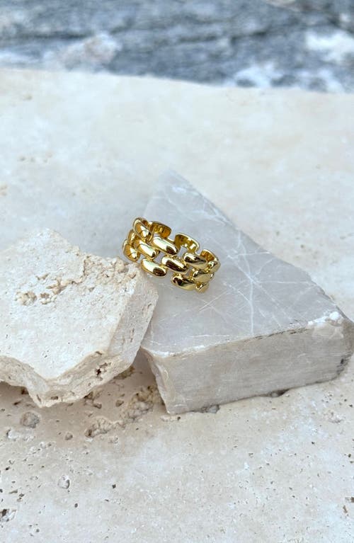 Adornia 14k Gold Plated Grid Pattern Band In Gold