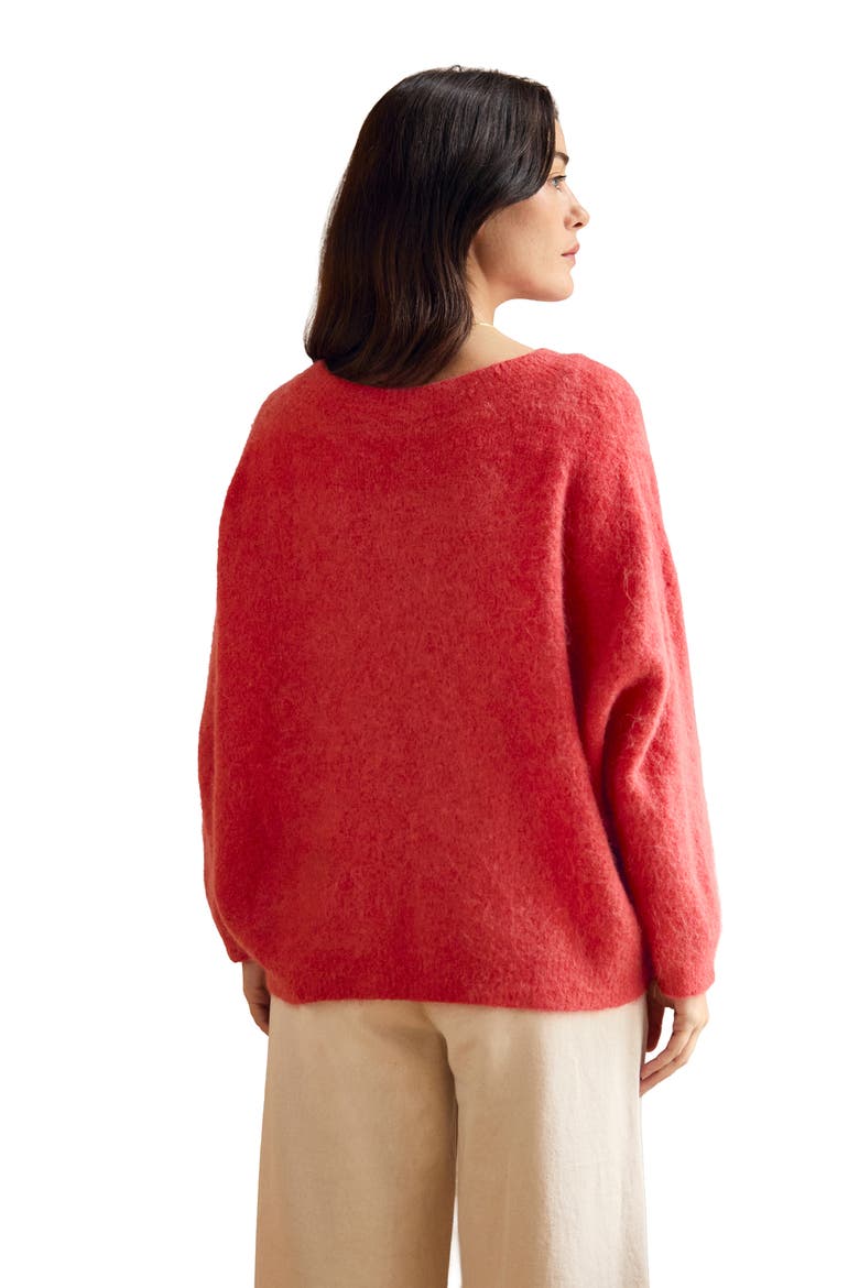 Crew Neck Alpaca Sweater, Alternate, color, Red Orange