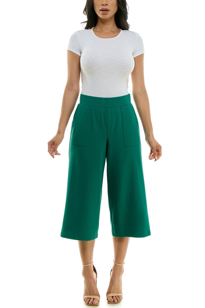 Elastic Waist Culotte Pants, Alternate, color, KELLY GREEN