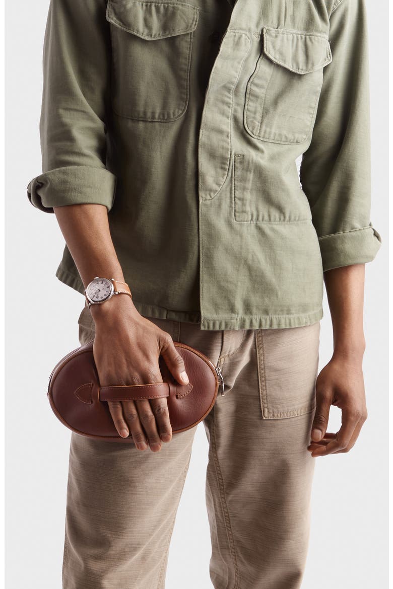 Football Leather Travel Kit, Alternate, color, MEDBROWN