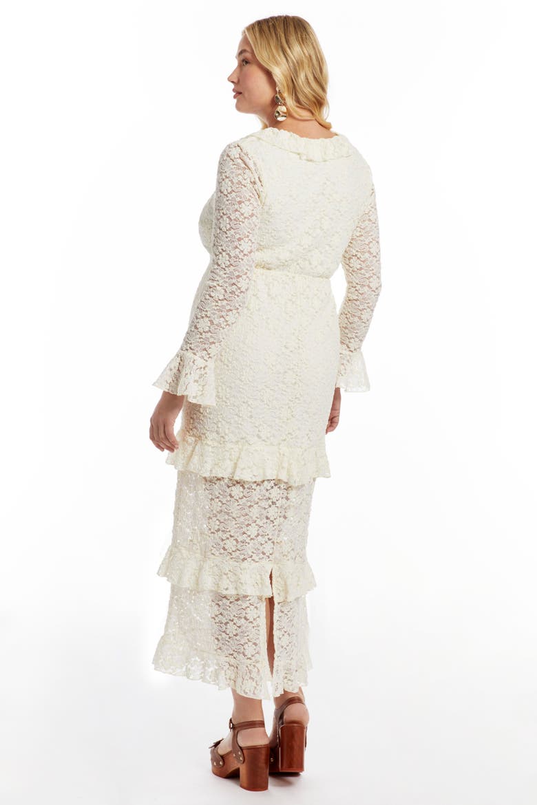 Ruffled Lace Maxi Dress, Alternate, color, WARM CREAM
