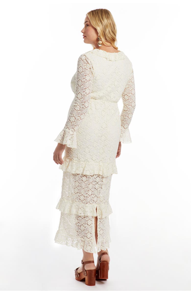 June + Vie Ruffled Lace Maxi Dress, Alternate, color, Warm Cream
