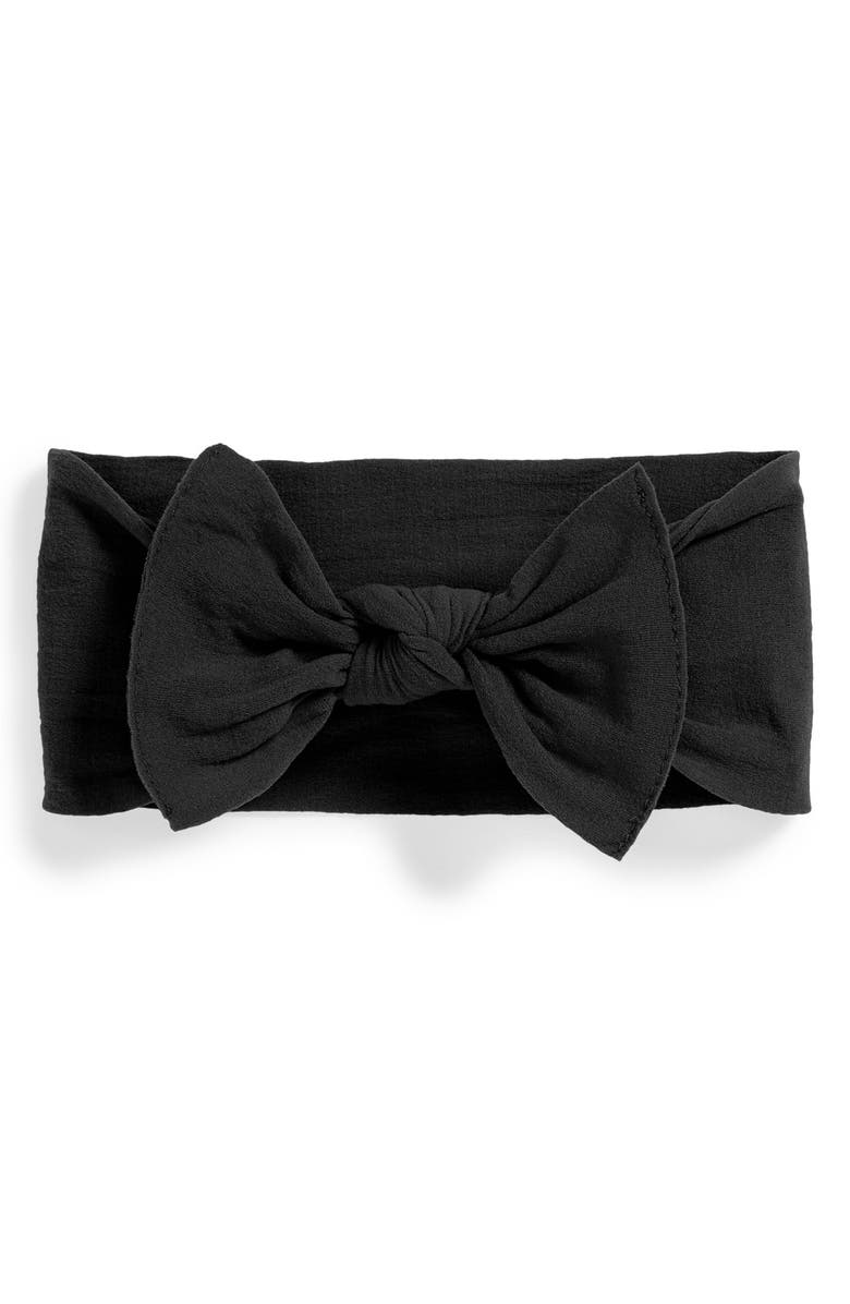 Baby Bling Knotted Bow Headband, Main, color, Black