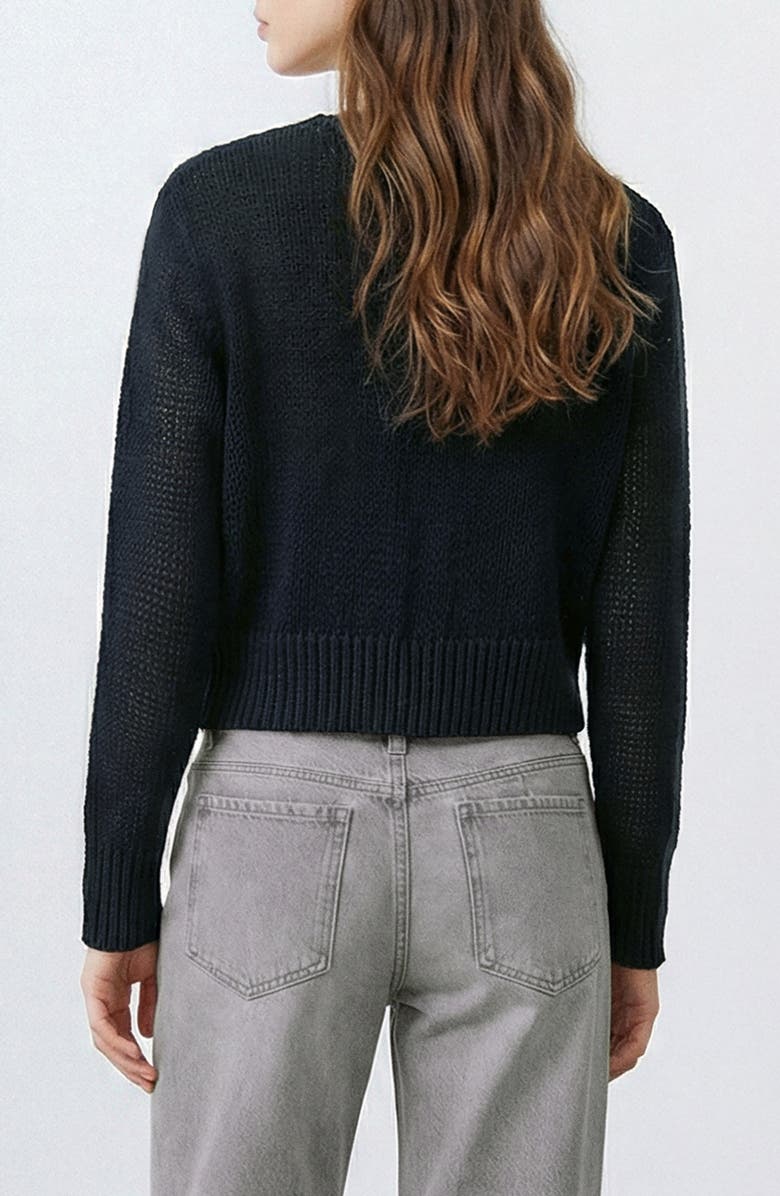 MANGO TEEN Seam Front V-Neck Cotton Blend Sweater, Alternate, color,