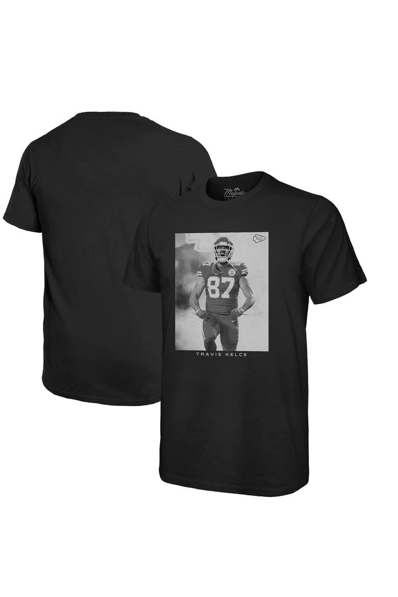 Men's Majestic Threads Travis Kelce Black Kansas City Chiefs Player Graphic Oversized T-Shirt, Alternate, color, Black