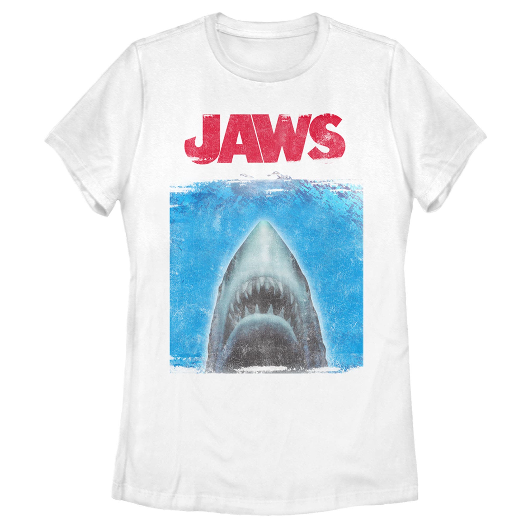 Women's Jaws Shark Movie Poster  Graphic T-Shirt in White 