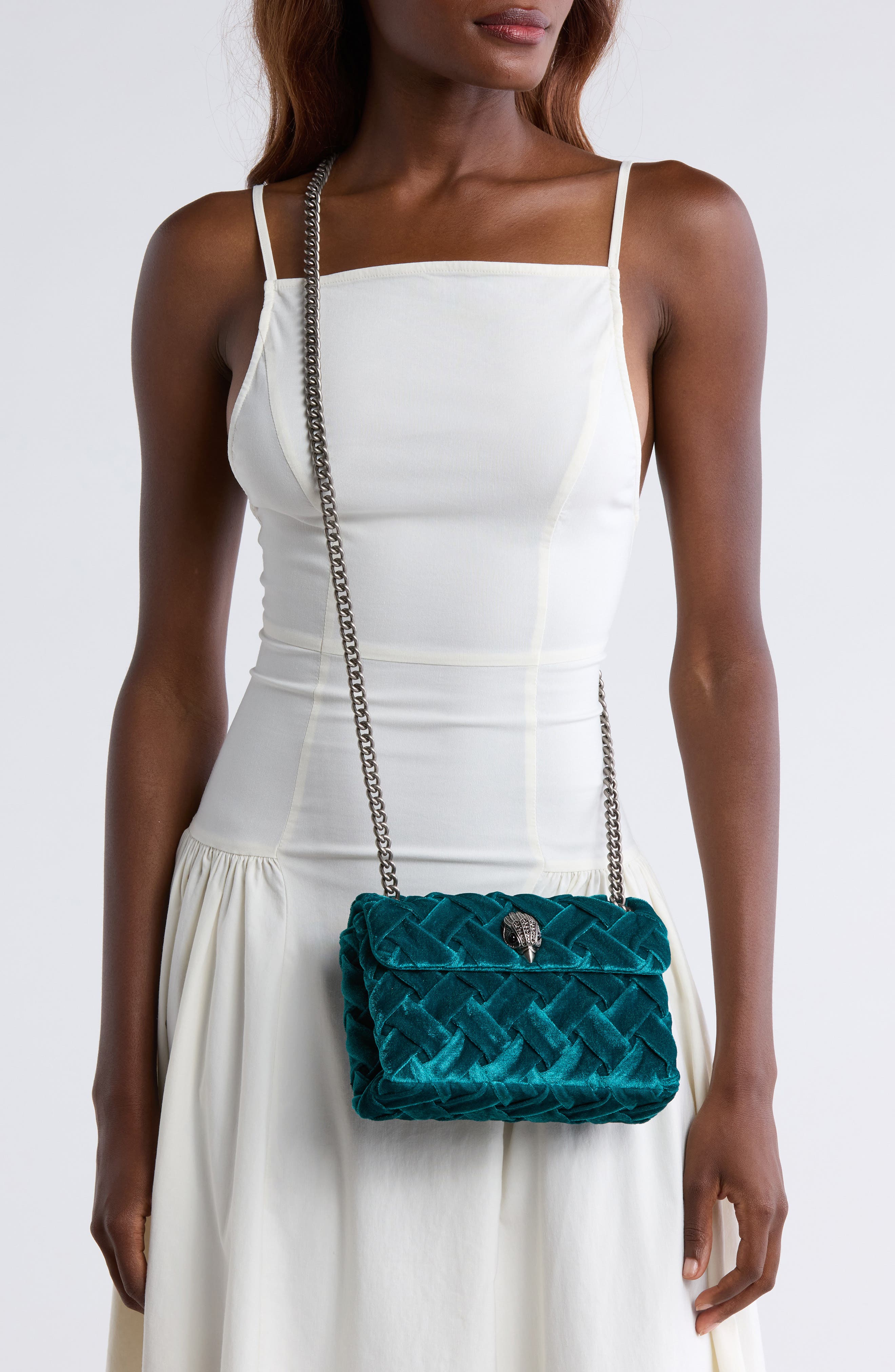 Kurt Geiger London Mini Kensington Velvet Shoulder Bag, Alternate, color, 