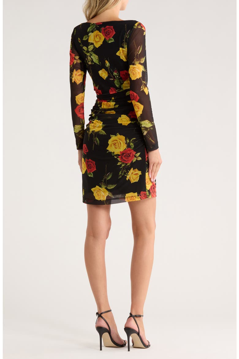 Reiner Cross Front Minidress, Alternate, color, BLACK/RED/YELLOW ROMANTIC ROSE