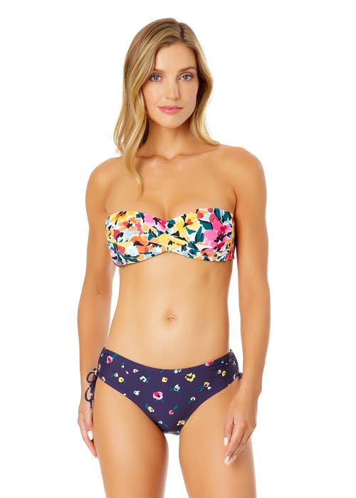 Anne Cole Gradient Floral Twist Bandeau Bikini Swim Top In Gradient Floral