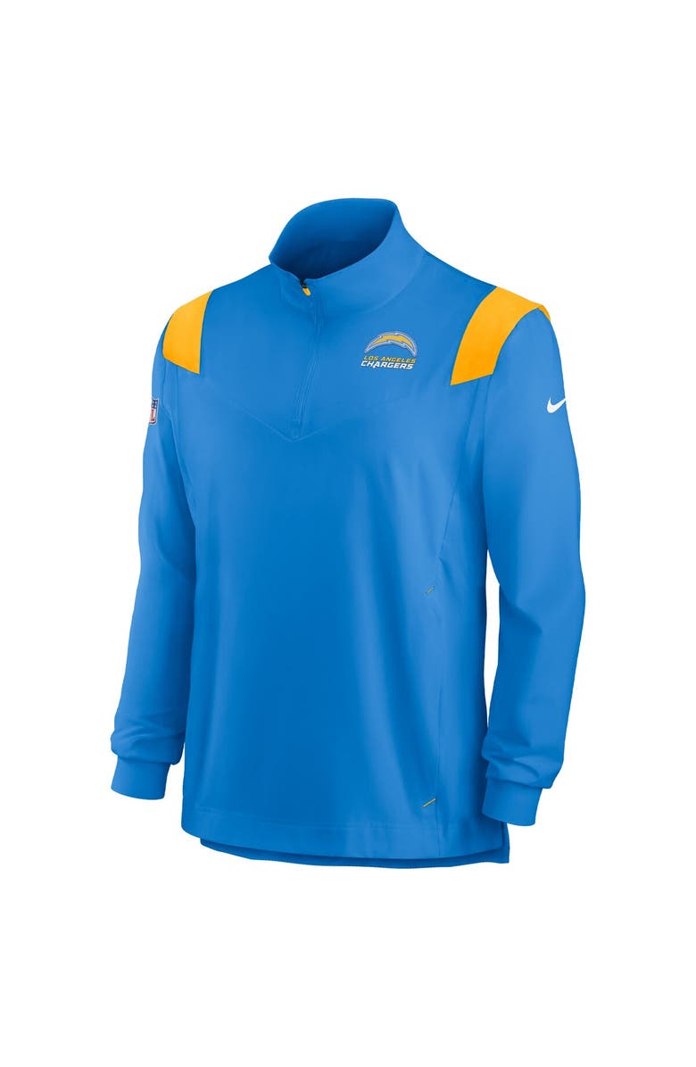 Nike Men's Nike Powder Blue Los Angeles Chargers Sideline Coach Chevron Lockup Quarter-Zip Long Sleeve Top, Alternate, color,