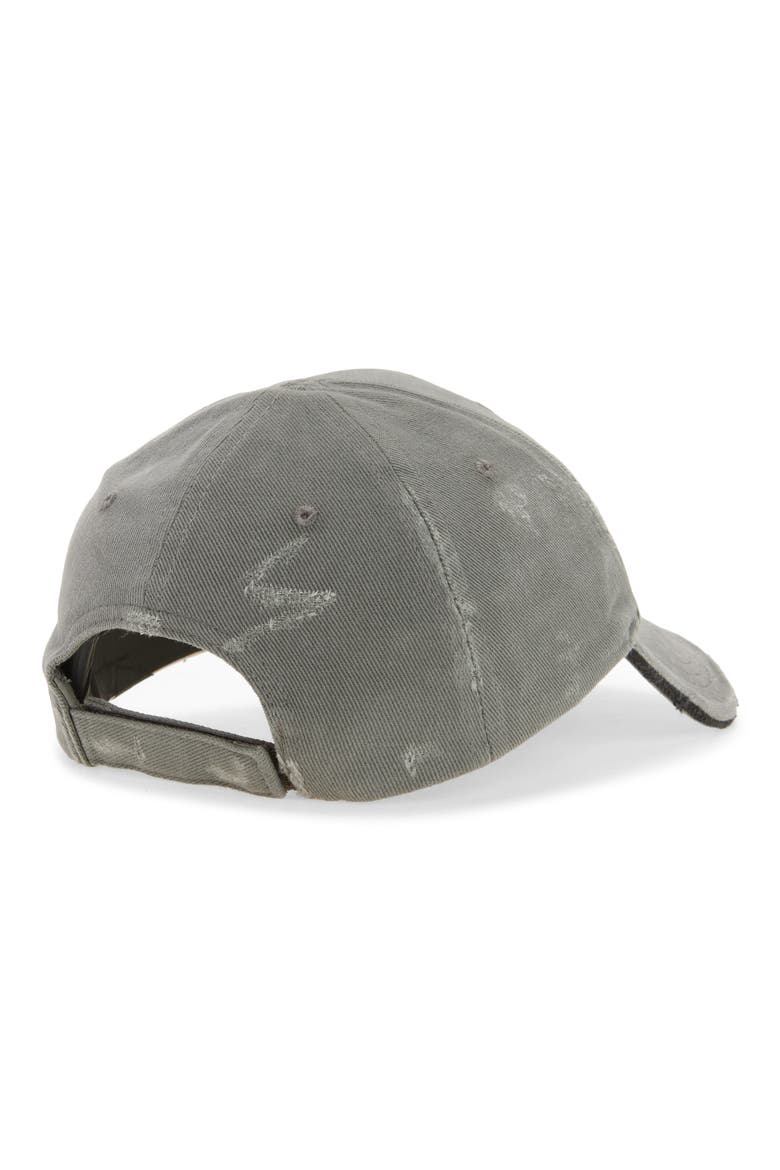 Tilted Typo Distressed Cotton Twill Baseball Cap, Alternate, color, DARK GREY