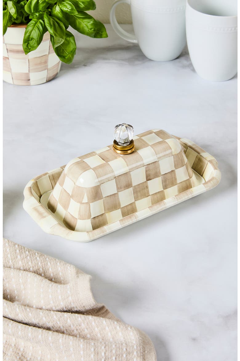 Mocha Check Enameled Steel Butter Box, Alternate, color, MOCHA