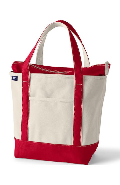 バッグ 80's LANDS' END multi color tote bag Lands' End Medium Embroidered 5 Pocket Zip Top Canvas Tote