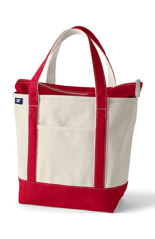 Lands' End Zip Top Canvas Tote Bag in Natural/heritage Red at Nordstrom, Size Medium