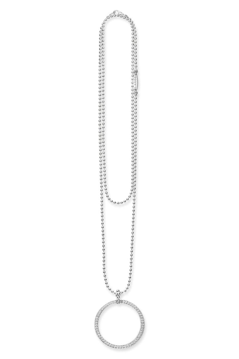 Caviar Spark Diamond Circle Pendant Necklace, Alternate, color, SILVER DIAMOND