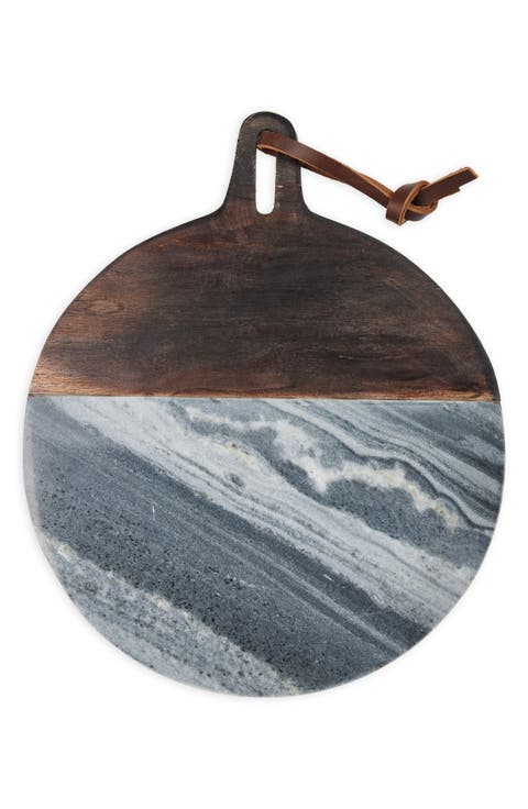 Marble & Acacia Wood Round Cutting Board
