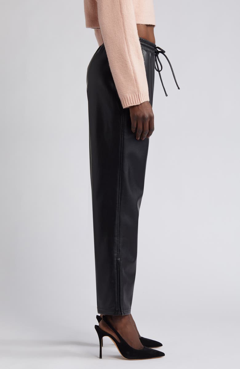 Open Edit Faux Leather Drawstring Track Pants, Alternate, color, 
