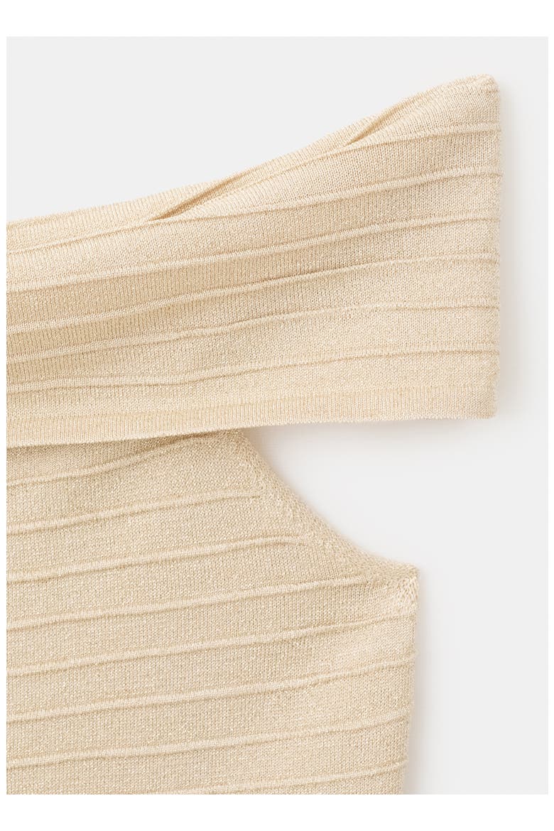 Off the Shoulder Flared Sweater Dress, Alternate, color, GOLD
