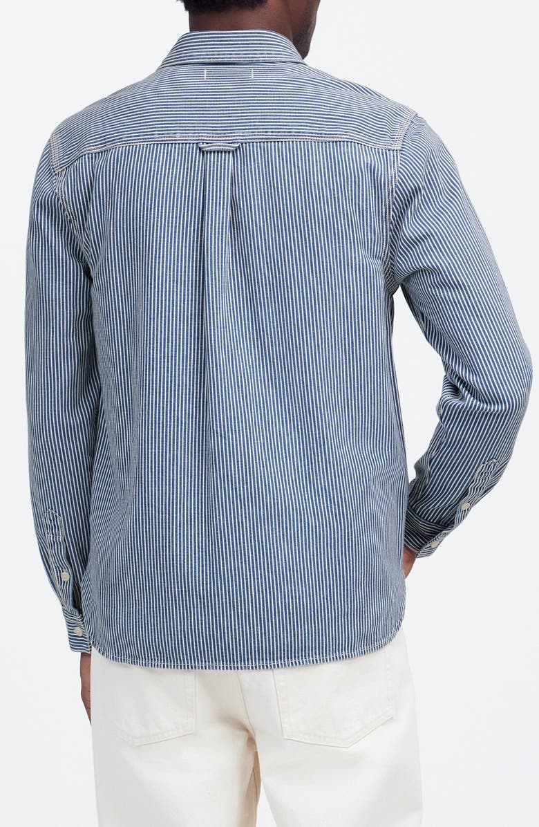 Madewell Indigo Dyed Denim Button-Up Shirt in Engineer Stripe, Alternate, color, Kerrville Wash