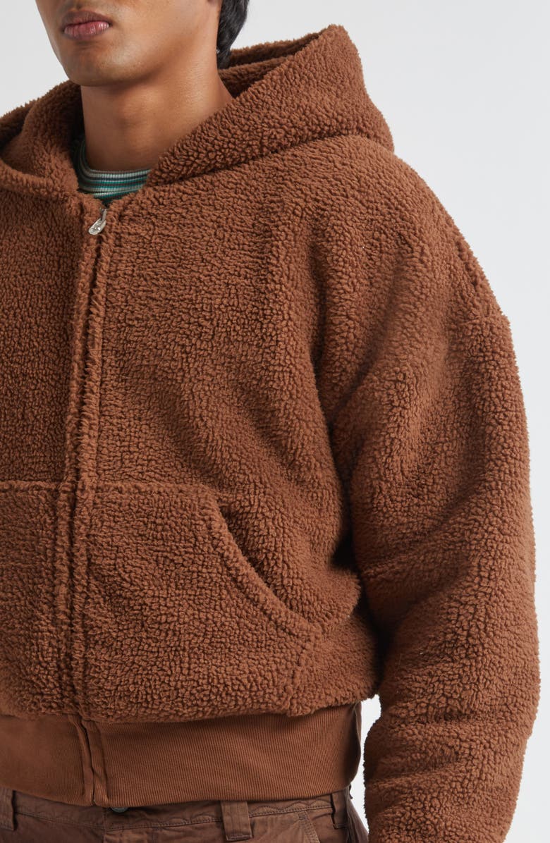 ERL Gender Inclusive Terry Fleece Zip Hoodie, Alternate, color, Brown