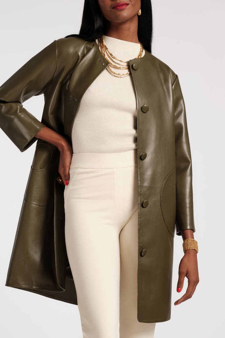 Mod Jacket Faux Leather, Alternate, color, Olive