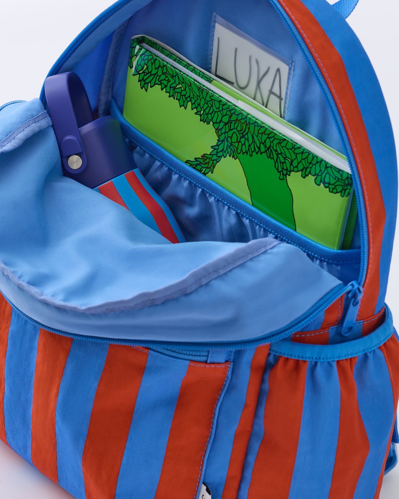 Cool Kid Backpack, Alternate, color, Blue Rust Stripe