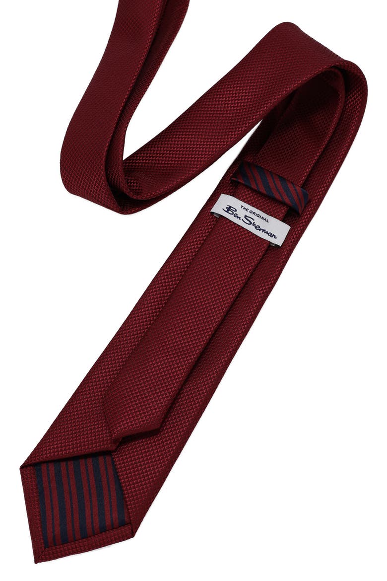 Solid Textured Tie, Alternate, color, BURGUNDY