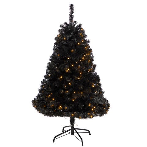 4-ft Black Artificial Christmas Tree with 170 Clear LED Lights