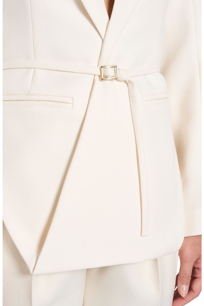 Yuna Plunge Tailored Blazer With Belt, Alternate, color, Off White