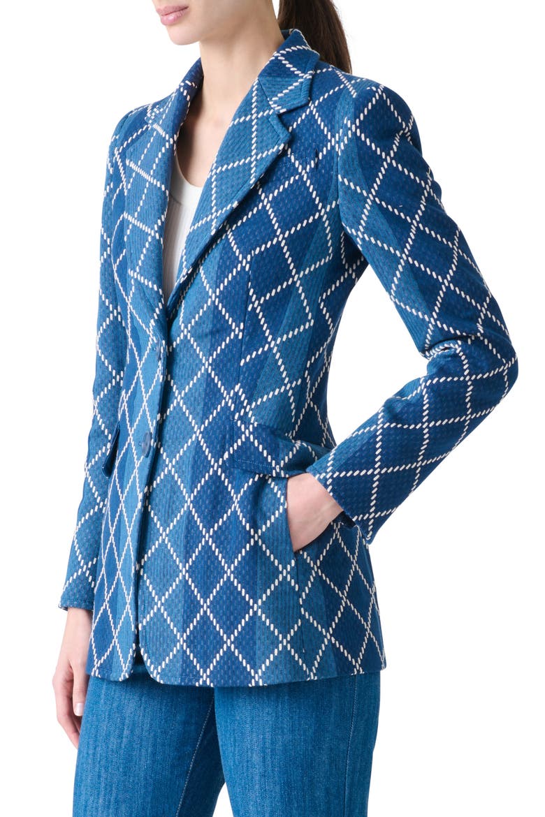 Diamond Jacquard Cotton Blazer, Alternate, color, MEDIUM BLUE-MULTICOLOR