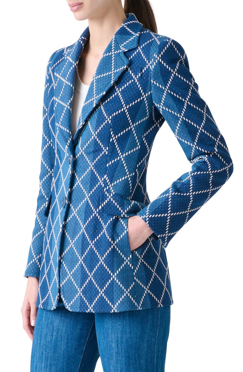 Akris punto Diamond Jacquard Cotton Blazer, Alternate, color, Medium Blue-Multicolor