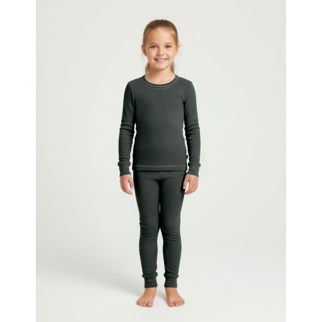 City Threads Kids' Girls Soft & Cozy Thermal Long Johns 2-piece Set In Black