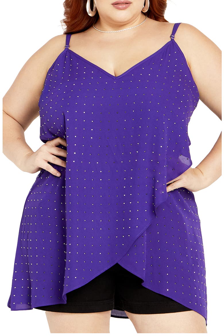 Tess Embellished High-Low Camisole, Main, color, PURPLE