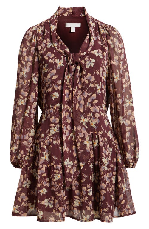 Chelsea28 Metallic Tie Neck Long Sleeve Tiered Dress In Multi