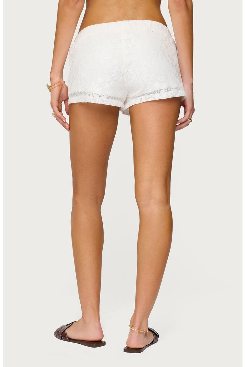 Arlie Floral Lace Low Rise Shorts, Alternate, color, WHITE
