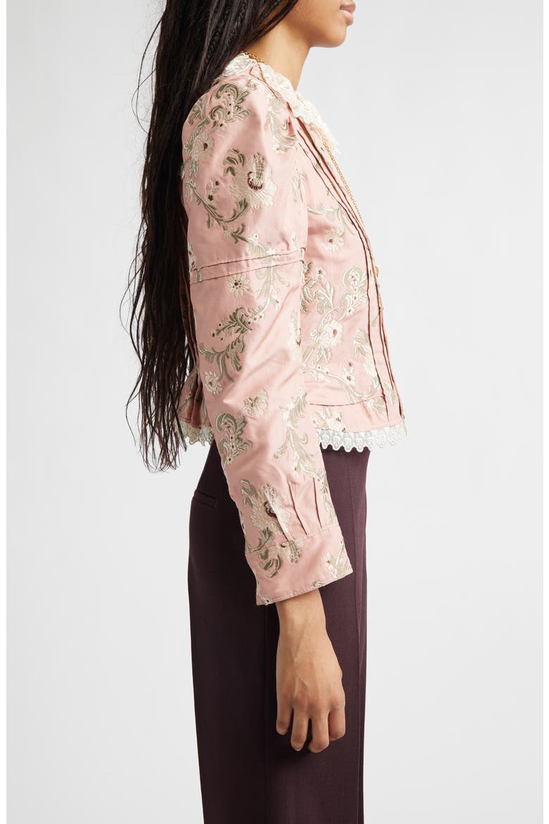 Lace Trim Taffeta Fitted Jacket, Alternate, color, 6L6 TAN ROSE