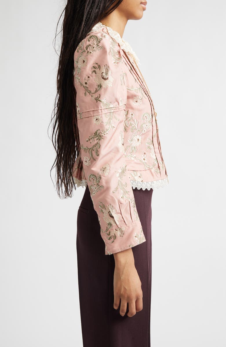 Chloé Lace Trim Taffeta Fitted Jacket, Alternate, color, 6L6 Tan Rose