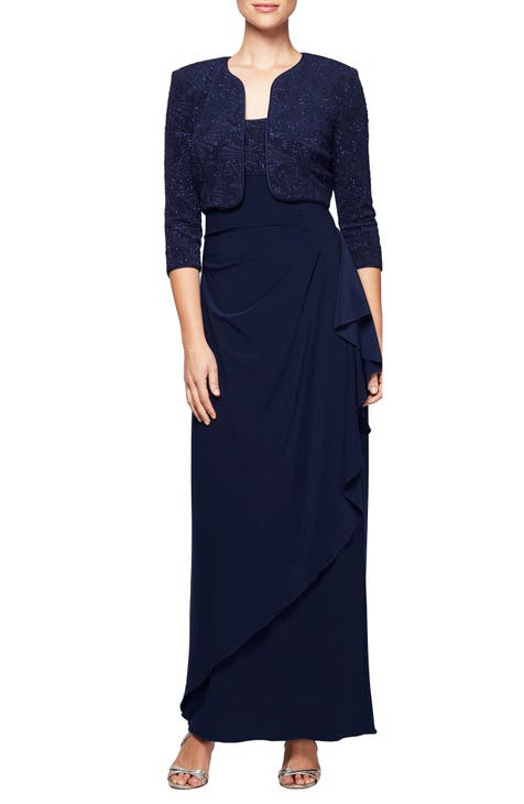 Long Mock Jacket Dress with Scoop Neckline