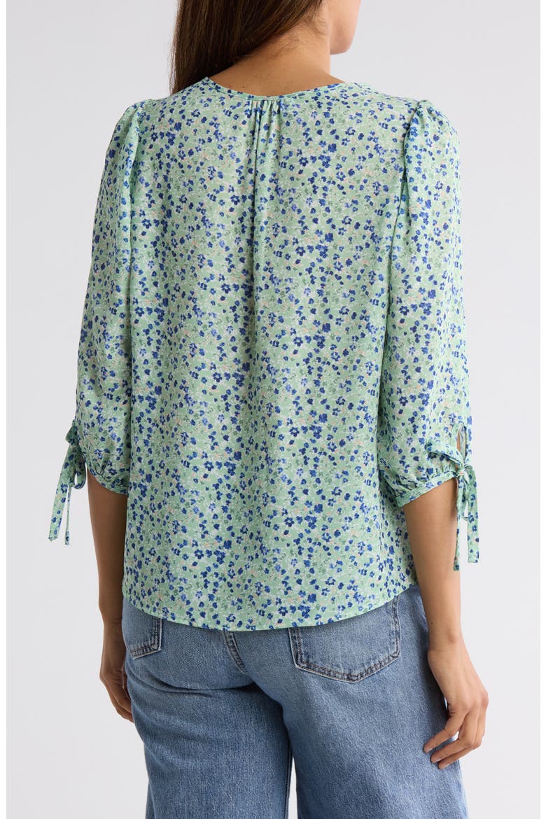Ditsy Floral V-Neck Long Sleeve Top, Alternate, color, SAGE