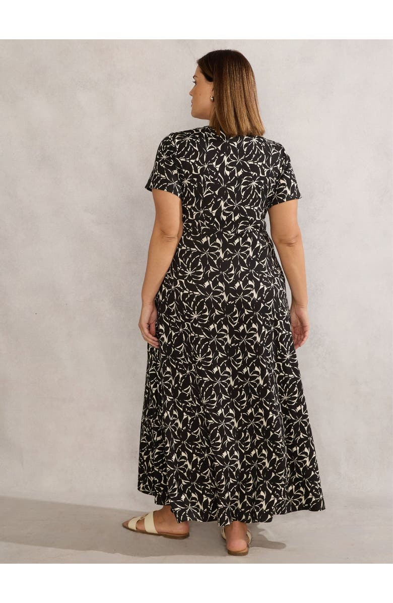 Live Unlimited Print Short Sleeve Maxi Wrap Dress, Alternate, color, Black