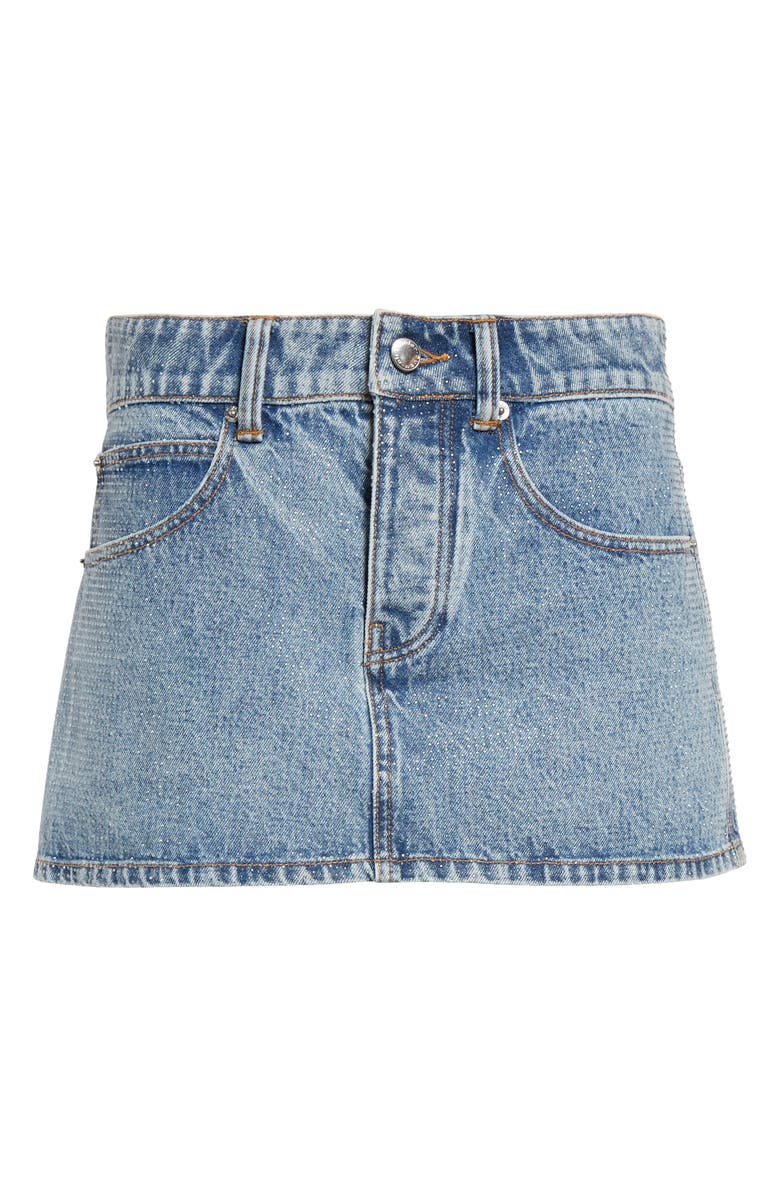 Alexander Wang Clear Bead Denim Miniskirt, Alternate, color, Vintage Light Indigo