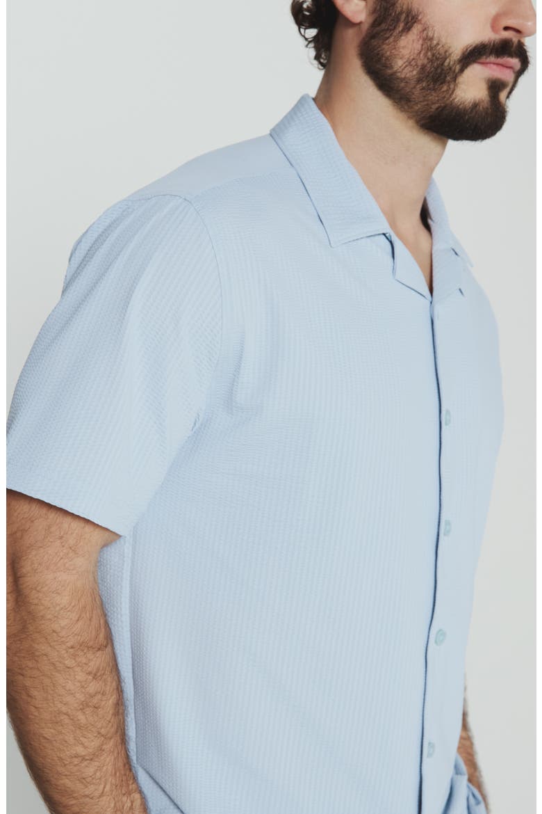 Sutherland Stretch Seersucker Camp Shirt, Alternate, color, POWDER BLUE