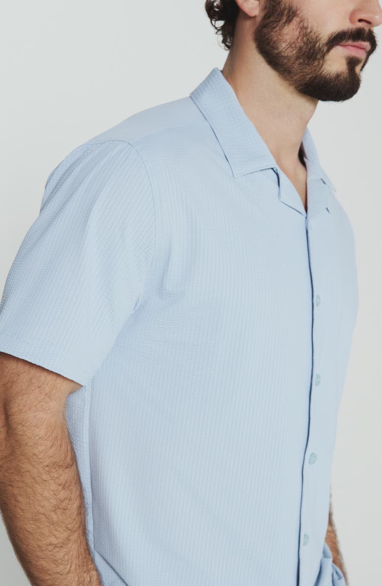 7 Diamonds Sutherland Stretch Seersucker Camp Shirt, Alternate, color, Powder Blue