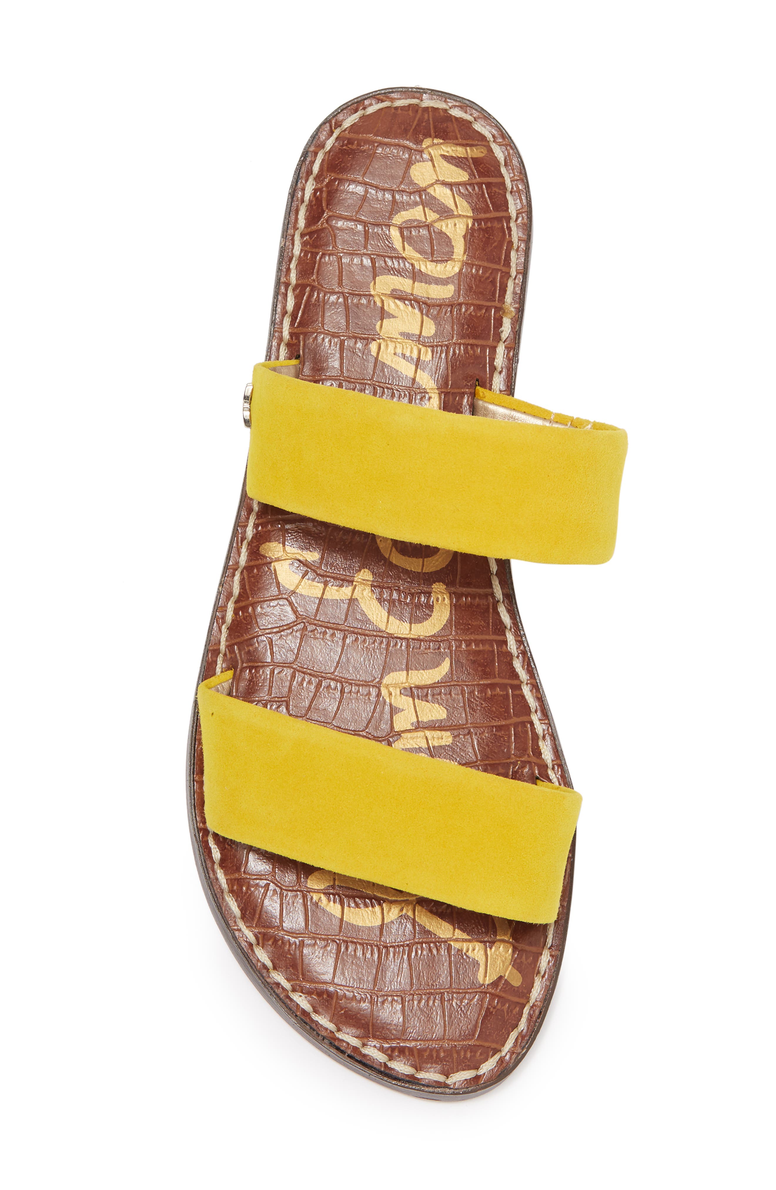 Gala Two Strap Slide Sandal, Alternate, color, GOLD YELLOW SUEDE