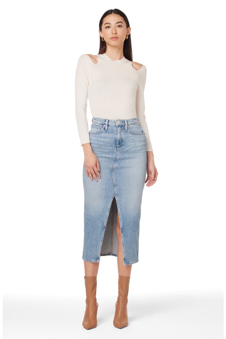 Reconstructed Denim Midi Skirt, Alternate, color, OFFSHORE