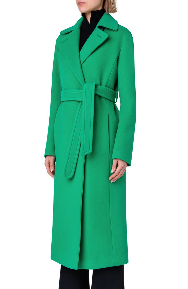 Akris punto Wool Blend Belted Coat, Alternate, color, 