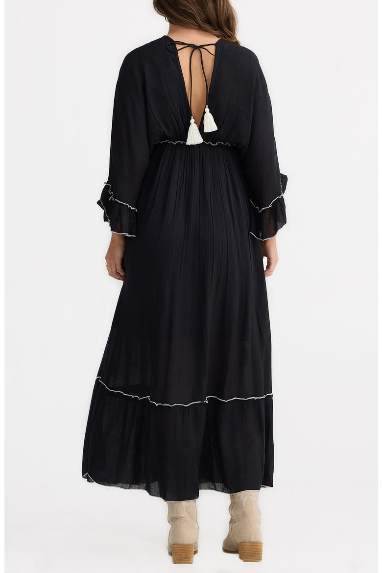 Ebony Embellished Long Sleeve Maxi Dress, Alternate, color, BLACK