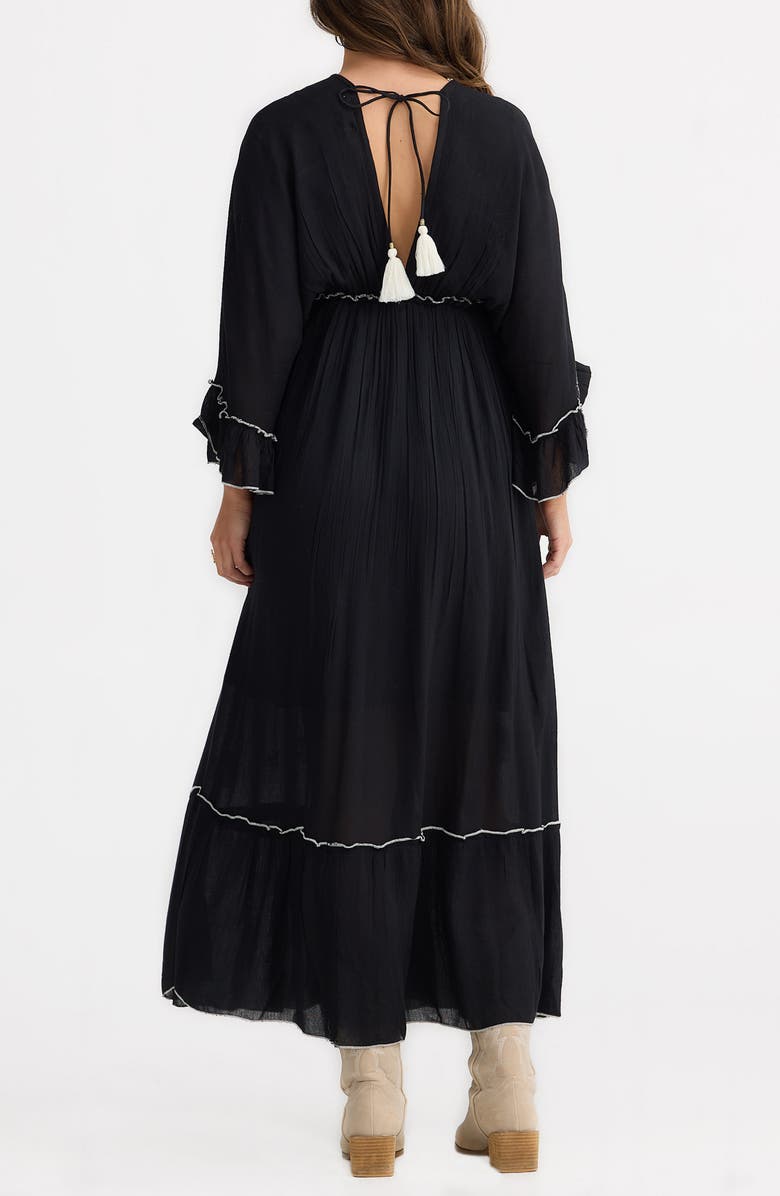Talisman the Label Ebony Embellished Long Sleeve Maxi Dress, Alternate, color, Black