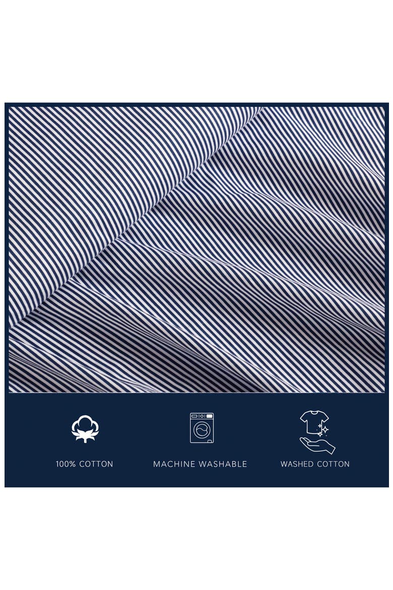 Penny Pinstripe 200 Thread Count Cotton Percale Sheet Set, Alternate, color, WHITE/ NAVY