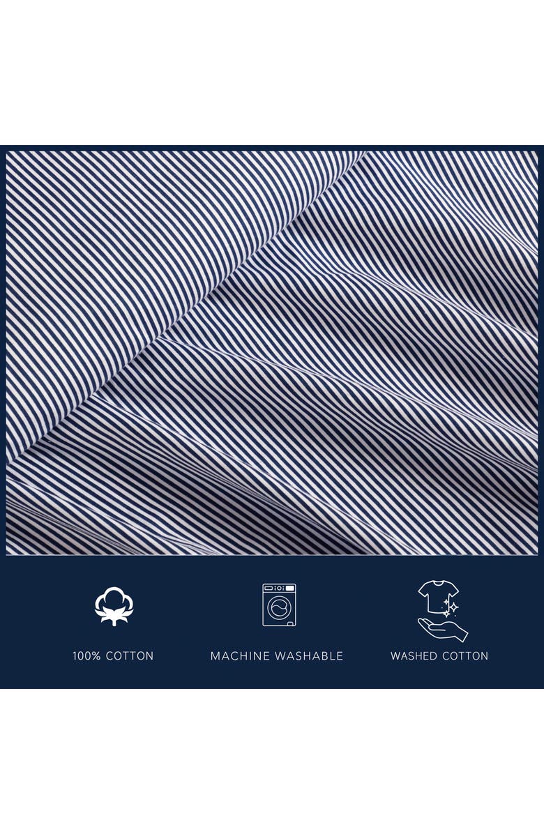 Nautica Penny Pinstripe 200 Thread Count Cotton Percale Sheet Set, Alternate, color, White/ Navy